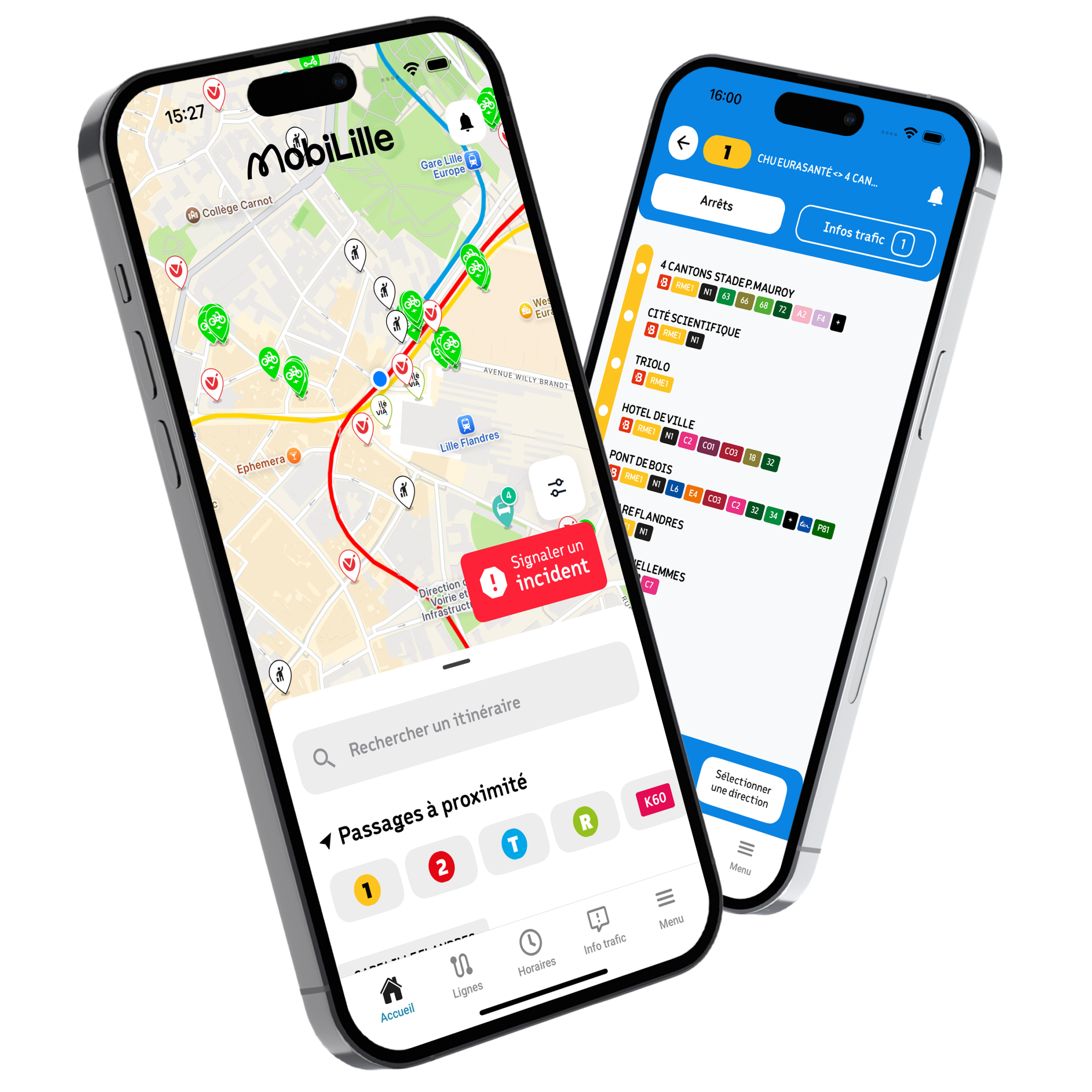 Capture d'écran de l'application MobiLille